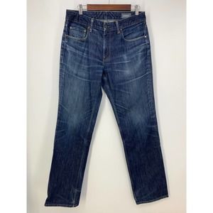 Bonobos Mens 32 x 32 Dark Blue Wash Resin Rinse Stone Wash Straight Leg Jeans